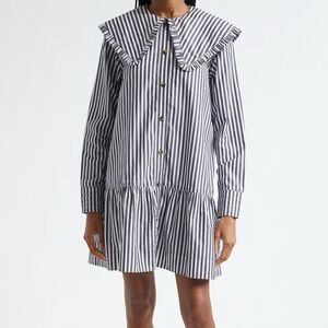 Ganni Striped Collared Dress